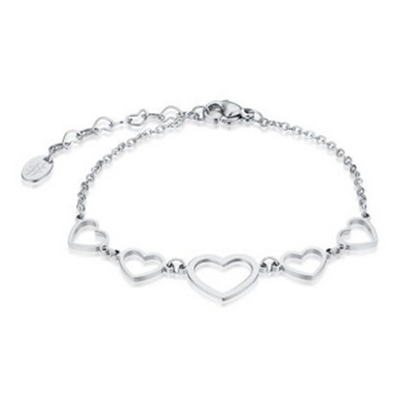 BRAND GIOIELLI GOOD FEELING BRACCIALE 5 CUORI VUOTI IN ACCIAIO BRAND GIOIELLI GOOD FEELING BRACCIALE 5 CUORI VUOTI IN ACCIAIO