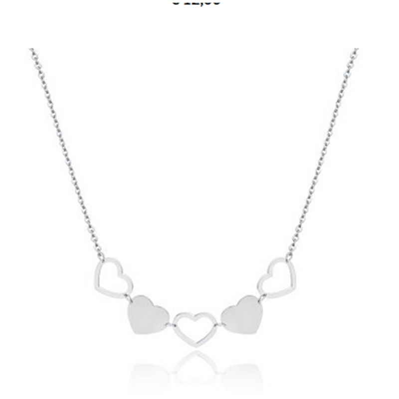 BRAND GIOIELLI GOOD FEELING COLLANA CUORI ALTERNATI PICCOLI E GRANDI IN ACCIAIO
