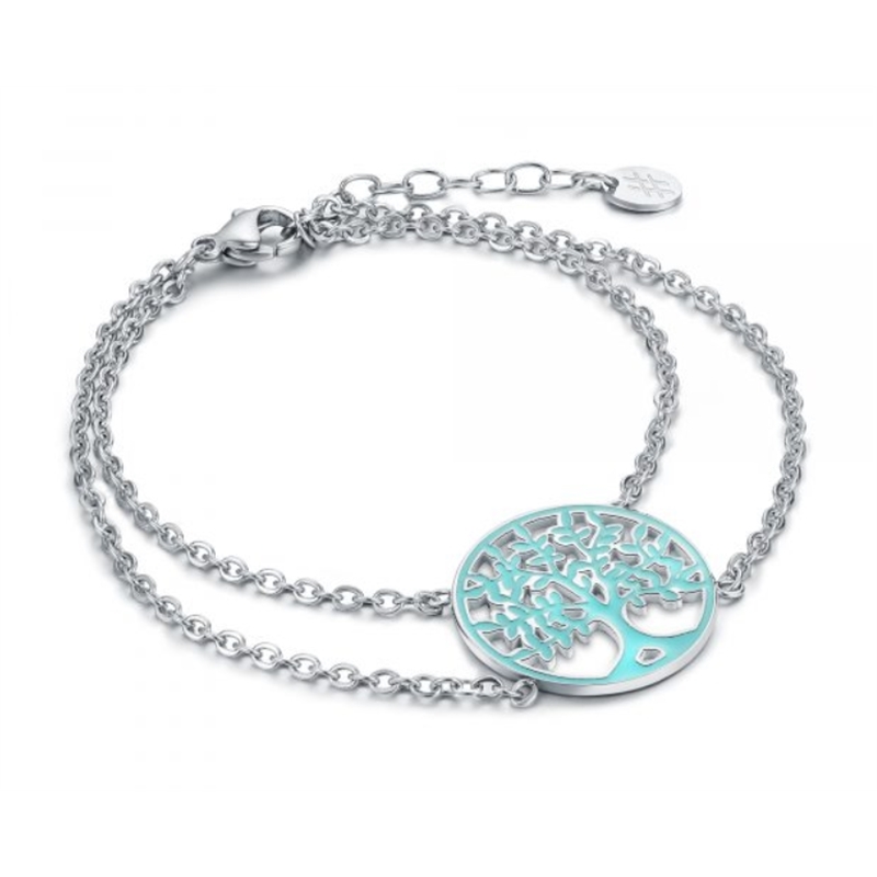 BRAND GIOIELLI BRACCIALE ALBERO DELLA VITA PICCOLO CON SMALTO TURCHESE