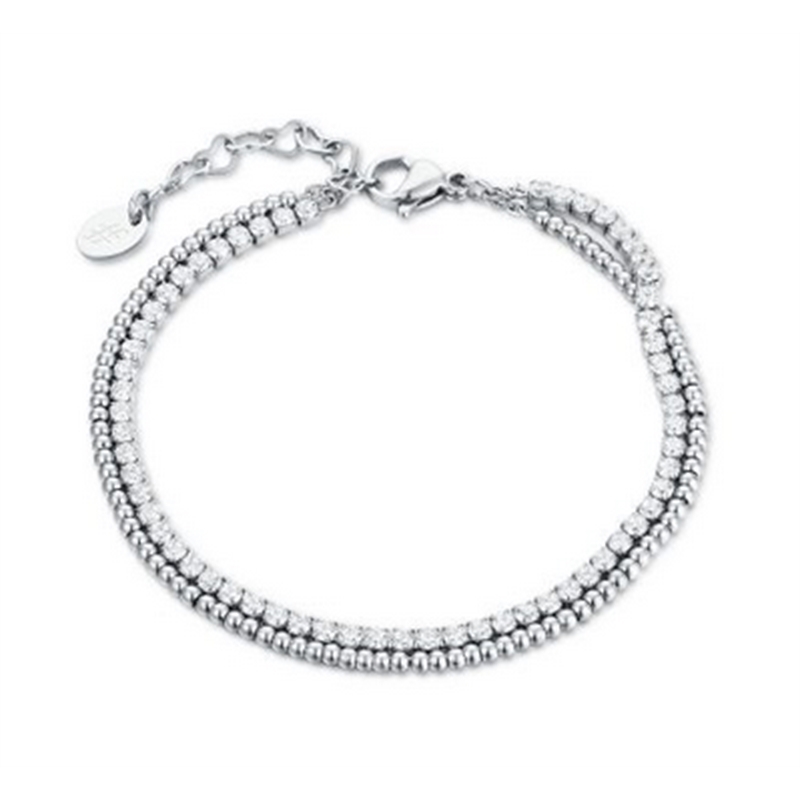 BRAND GIOIELLI BRACCIALE TENNIS DOPPIO CON CRISTALLI BIANCHI
