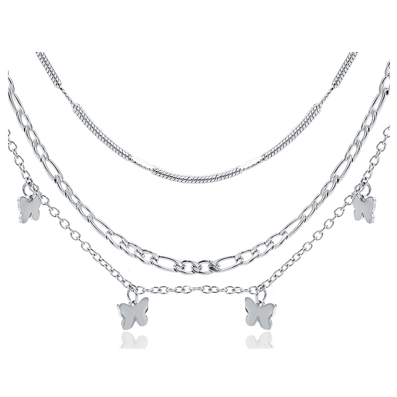 BRAND GIOIELLI LAYERS COLLANA TRIPLO FILO CON FARFALLE BRAND GIOIELLI LAYERS COLLANA TRIPLO FILO CON FARFALLE