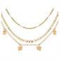 BRAND GIOIELLI LAYERS COLLANA DORATA TRIPLO FILO CON FARFALLE BRAND GIOIELLI LAYERS COLLANA DORATA TRIPLO FILO CON FARFALLE