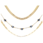 BRAND GIOIELLI LAYERS COLLANA DORATA TRIPLO FILO CON CRISTALLI NERI BRAND GIOIELLI LAYERS COLLANA DORATA TRIPLO FILO CON CRISTALLI NERI