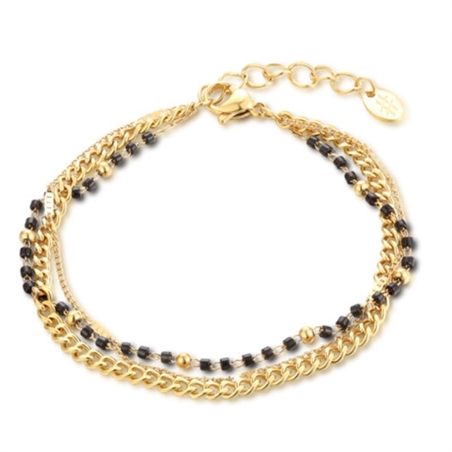 BRAND GIOIELLI LAYERS BRACCIALE DORATO TRIPLO FILO CON PERLINE - 30BR014G-1 - 30BR014G-1