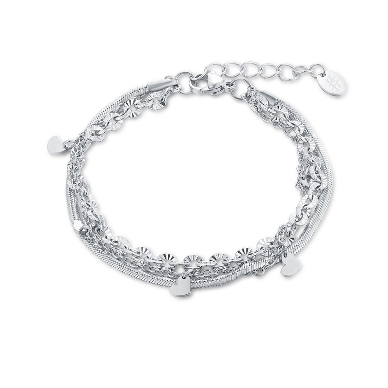 BRAND GIOIELLI LAYERS BRACCIALE TRIPLO FILO CON CUORI BRAND GIOIELLI LAYERS BRACCIALE TRIPLO FILO CON CUORI