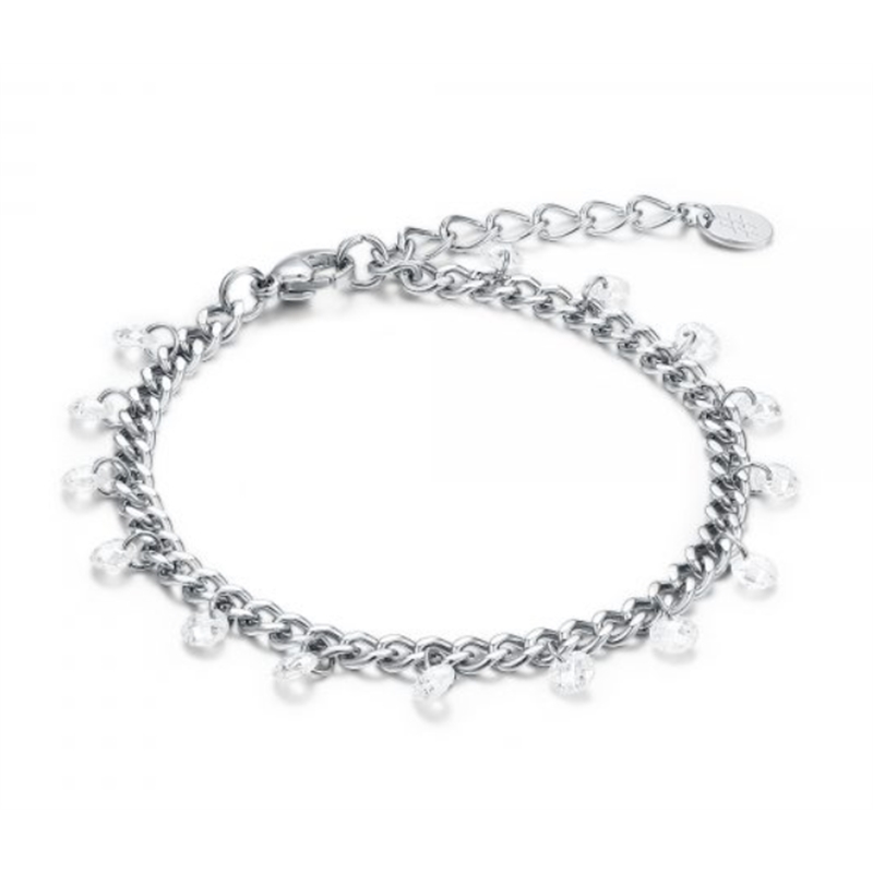 BRAND GIOIELLI BRACCIALE CATENA E CRISTALLI BIANCHI BRAND GIOIELLI BRACCIALE CATENA E CRISTALLI BIANCHI