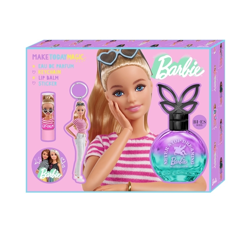 BARBIE COFANETTO PROFUMO + LIP BALM E PORTACHIAVE