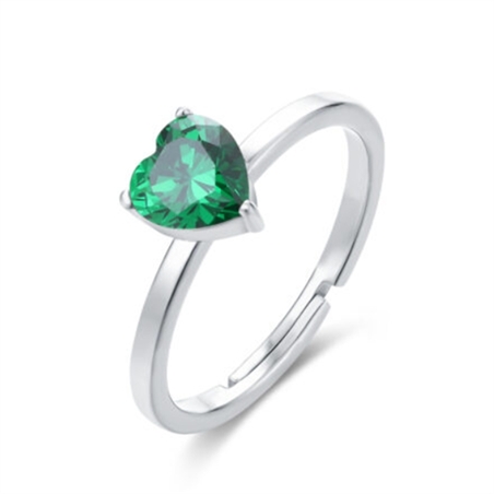 BRAND GIOIELLI ATTIMI ANELLO CUORE CON CRISTALLO VERDE 15MM - 14RG017V-15-1 - 14RG017V-15-1