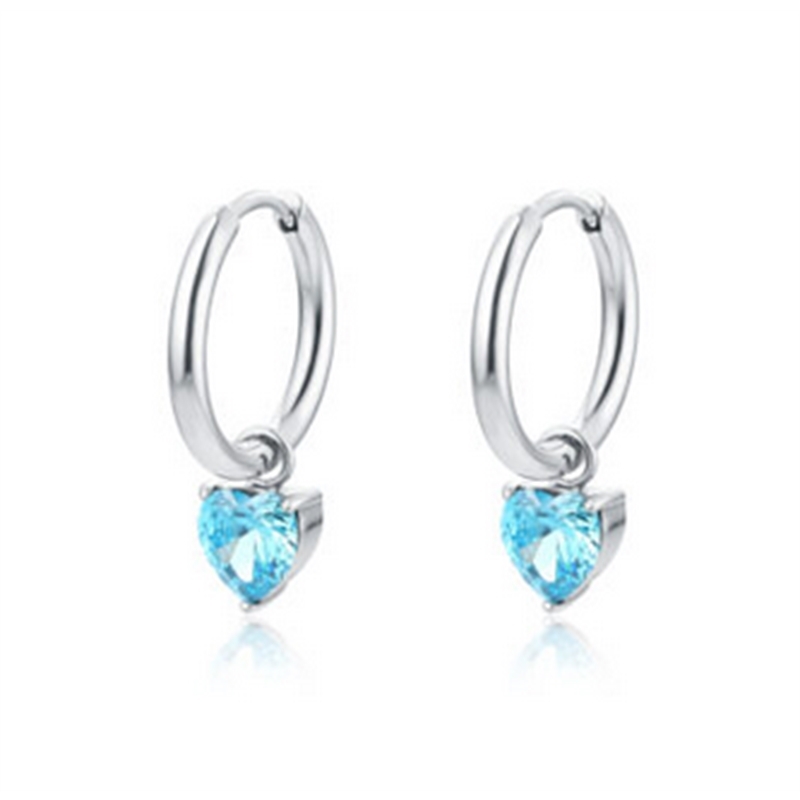 BRAND GIOIELLI ATTIMI ORECCHINI CERCHIO CON PENDENTE CUORE BLU BRAND GIOIELLI ATTIMI ORECCHINI CERCHIO CON PENDENTE CUORE BLU
