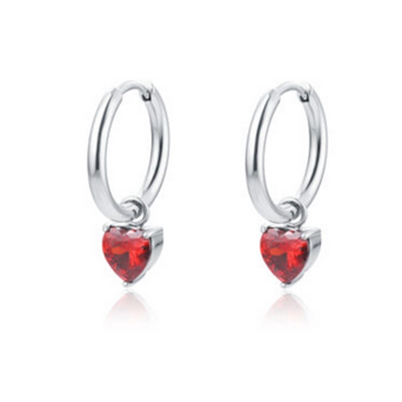 BRAND GIOIELLI ATTIMI ORECCHINI CERCHIO CON PENDENTE CUORE ROSSO BRAND GIOIELLI ATTIMI ORECCHINI CERCHIO CON PENDENTE CUORE ROSSO