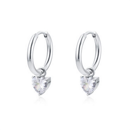 BRAND GIOIELLI ATTIMI ORECCHINI CERCHIO CON PENDENTE CUORE BIANCO - 14ER027W-1 - 14ER027W-1