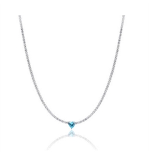 BRAND GIOIELLI ATTIMI COLLANA TENNIS CON CRISTALLO A FORMA DI CUORE BLU - 14NK016B-1 - 14NK016B-1