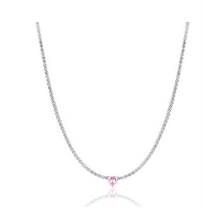 BRAND GIOIELLI ATTIMI COLLANA TENNIS CON CRISTALLO A FORMA DI CUORE ROSA - 14NK016P-1 - 14NK016P-1