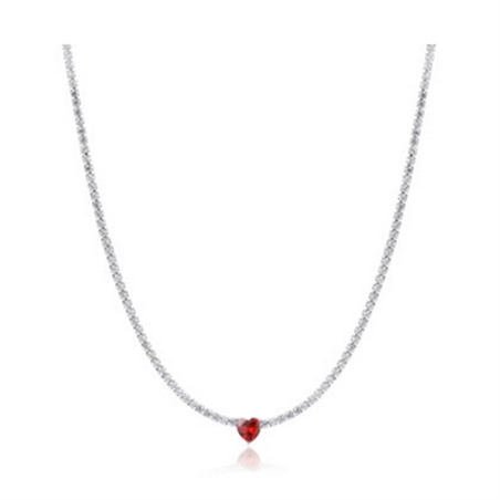 BRAND GIOIELLI ATTIMI COLLANA TENNIS CON CRISTALLO A FORMA DI CUORE ROSSO - 14NK016R-1 - 14NK016R-1