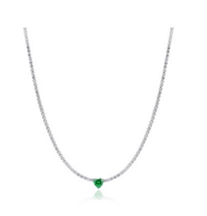 BRAND GIOIELLI ATTIMI COLLANA TENNIS CON CRISTALLO A FORMA DI CUORE VERDE - 14NK016V-1 - 14NK016V-1
