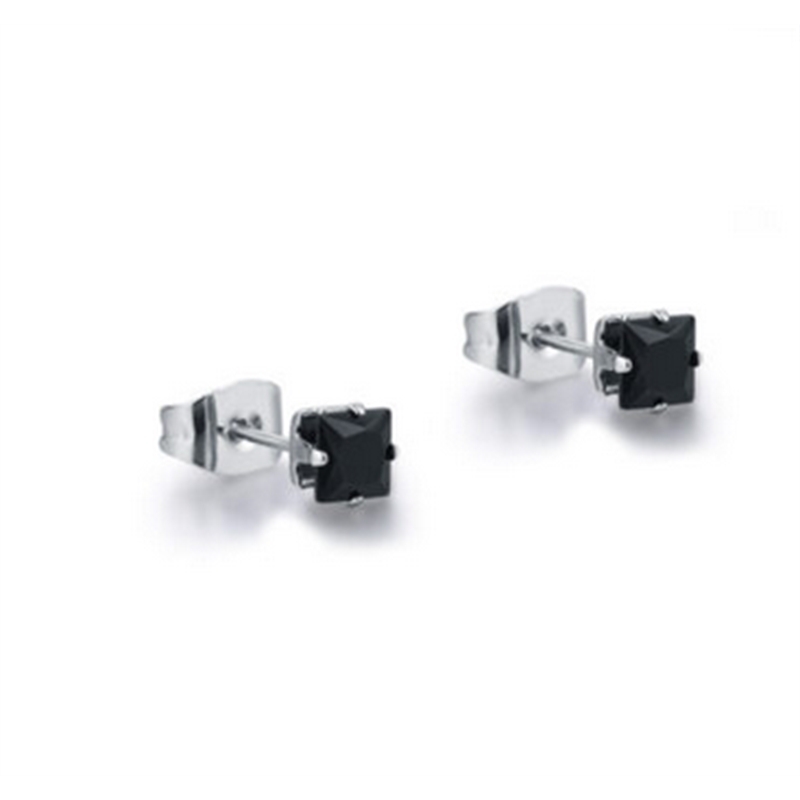 BRAND GIOIELLI METROPOLIS ORECCHINO PUNTO LUCE QUADRATO NERO 3MM