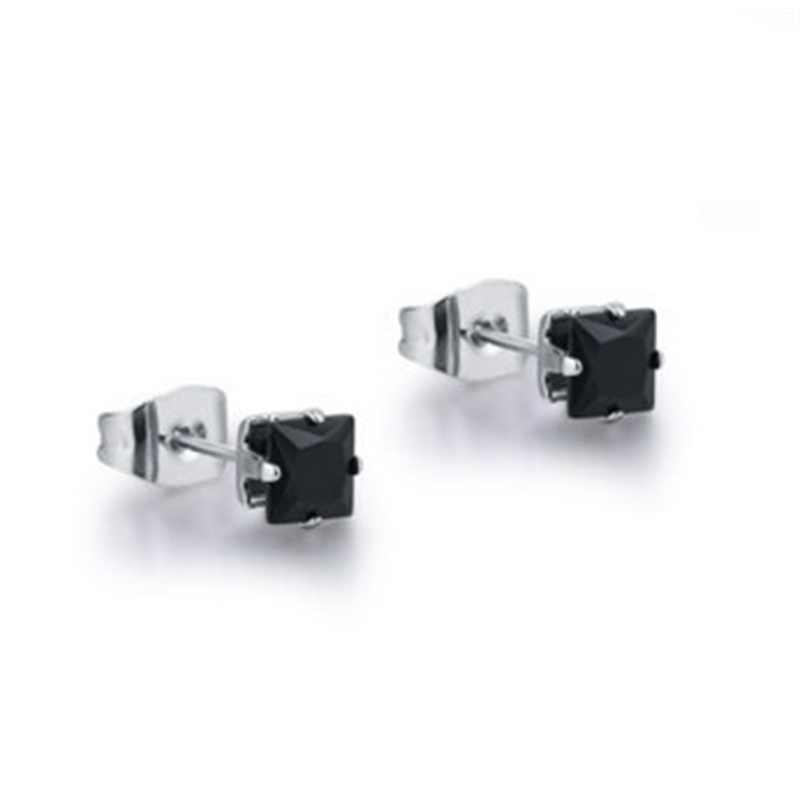 BRAND GIOIELLI METROPOLIS ORECCHINO PUNTO LUCE QUADRATO NERO 4MM