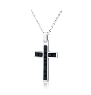 BRAND GIOIELLI METROPOLIS COLLANA CROCE CON CRISTALLI NERI QUADRATI - 55NK007N-1 - 55NK007N-1