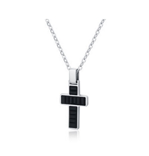 BRAND GIOIELLI METROPOLIS COLLANA CROCE SPESSA CON CRISTALLI NERI - 55NK009N-1 - 55NK009N-1