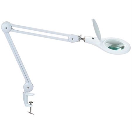 LAMPADA CON LENTE 5 DIOTTRIE A LUCE FREDDA 22W CON MORSETTO DA TAVOLO