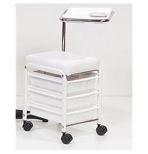CARRELLO MANICURE CON PIANO APPOGGIO 3 CASSETTI CON SEDUTA
