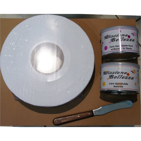 KIT DEPILAZIONE 2 CERE+STRAPPACERA+SPATOLA ACCIAIO