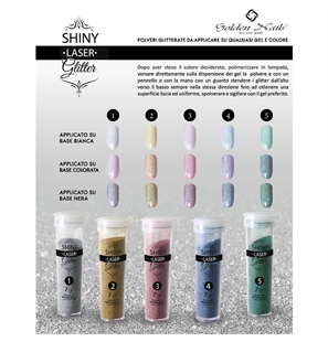 SHINY LASER POLVERI GLITTERATE 7 GR GOLDEN NAILS