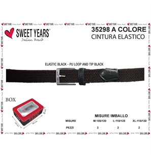 SWEET YEARS CINTA UOMO ELASTICA 110/125 NERO