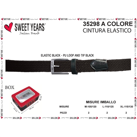 SWEET YEARS CINTA UOMO ELASTICA 110/125 NERO