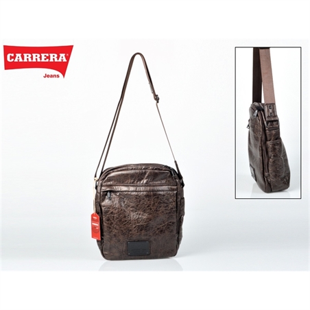 CARRERA TRACOLLA PER UOMO IN PELLE CON DOPPIO SCOMPARTO