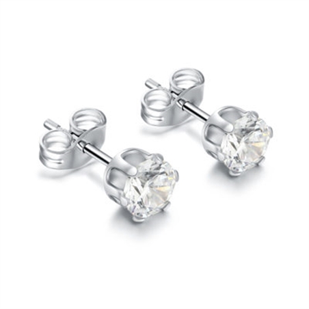 BRAND GIOIELLI ORECCHINI PUNTI LUCE CRISTALLI BIANCHI 5MM