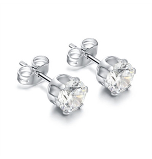 BRAND GIOIELLI ORECCHINI PUNTI LUCE CRISTALLI BIANCHI 6MM