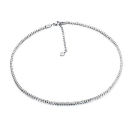 BRAND GIOIELLI COLLANA TENNIS CRISTALLI BIANCO 2MM
