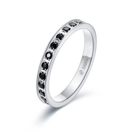 BRAND GIOIELLI ANELLO TENNIS CON CRISTALLI NERI MIS. 12