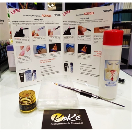 KIT ACRIGEL GOLDEN NAILS DA 5ML COMPLETO DI 100 TIPS, PENNELLO DUO BRUSH E REMOVER UNIVERSALE DA 150ML.