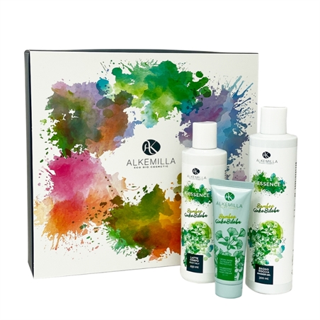 ALKEMILLA KIT ESSENCE GINKO BILOBA E BAMBOO CON GEL DOCCIA, LATTE CORPO E CREMA MANI