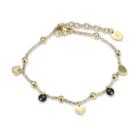 BRAND GIOIELLI MOST BRACCIALE CUORI ORO E CRISTALLI NERI