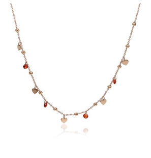 BRAND GIOIELLI MOST COLLANA CUORI ROSE' E CRISTALLI ROSSI