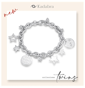 KADABRA BRAND GIOIELLI BRACCIALE IN ACCIAIO CON STELLE PENDENTI