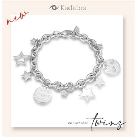 KADABRA BRAND GIOIELLI BRACCIALE IN ACCIAIO CON STELLE PENDENTI