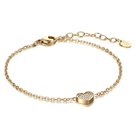 BRAND GIOIELLI LA JOLIE BRACCIALE IN ACCIAIO CON CUORE PASSANTE COLOR ORO