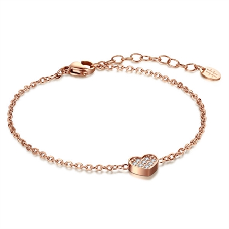 BRAND GIOIELLI LA JOLIE BRACCIALE IN ACCIAIO CON CUORE PASSANTE COLOR ROSE'
