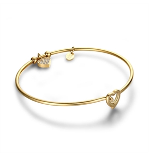 BRAND GIOIELLI LA JOLIE BRACCIALE RIGIDO IN ACCIAIO CON CUORE PEDENTE PVD ORO