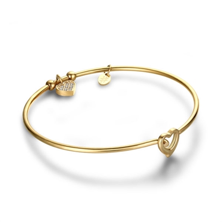 BRAND GIOIELLI LA JOLIE BRACCIALE RIGIDO IN ACCIAIO CON CUORE PEDENTE PVD ORO