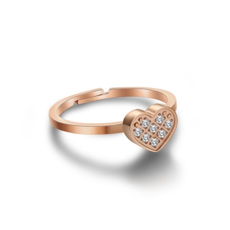 BRAND GIOIELLI LA JOLIE ANELLO CUORE IN ACCIAIO PVD ROSE' REGOLABILE MIS. 15