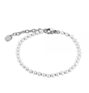 BRAND GIOIELLI PERLE DI LUNA BRACCIALE IN MADREPERLA E SFERE DI ACCIAIO
