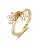 BRAND GIOIELLI PERLE DI LUNA ANELLO 5 MADREPERLA PENDENTI MISURA 12 PVD ORO