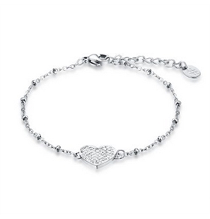 BRAND GIOIELLI SHINE BRACCIALE CUORE CON CRISTALLI BIANCHI