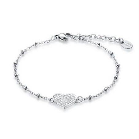BRAND GIOIELLI SHINE BRACCIALE CUORE CON CRISTALLI BIANCHI