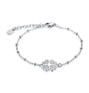 BRAND GIOIELLI SHINE BRACCIALE QUADRIFOGLIO CON CRISTALLI BIANCHI